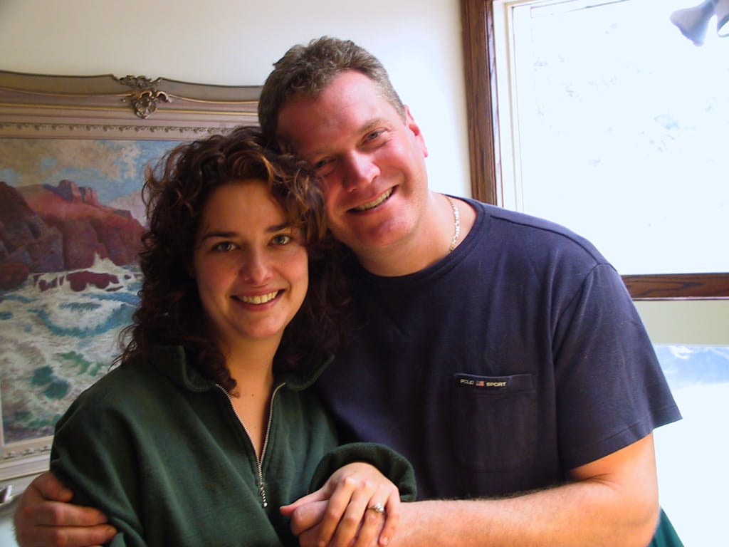 Cathy and Craig engaged, Oakville, Ontario, 25 December 2001