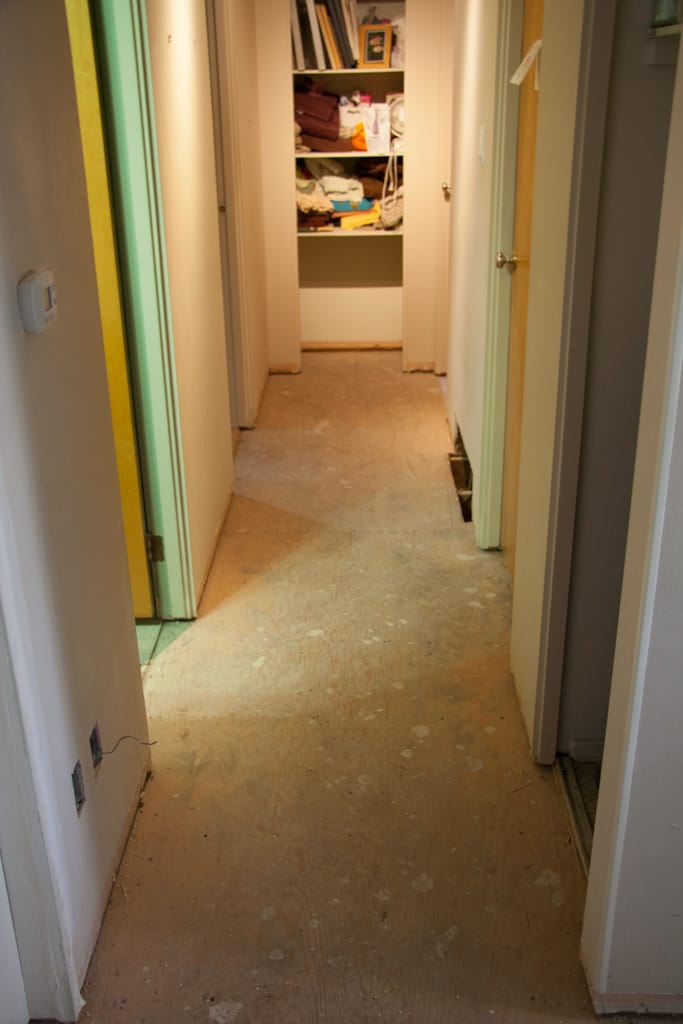 Hallway floor removed, Westgate, Calgary, Alberta, 28 March 2012