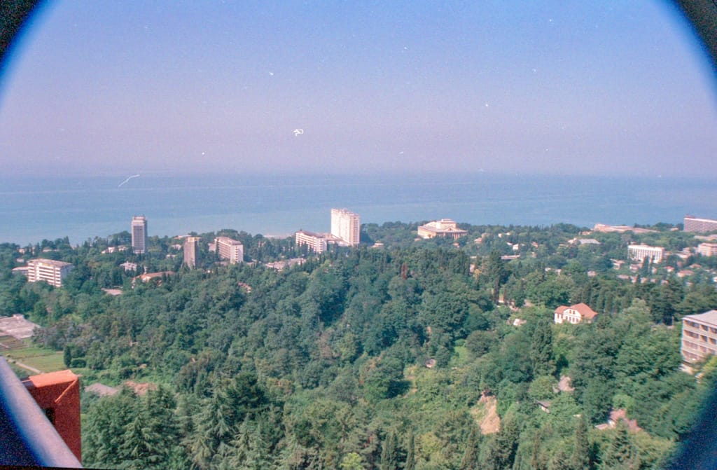 Hotel Zemshuzina seen from the top of the tower, Sochi, 9 July 1989