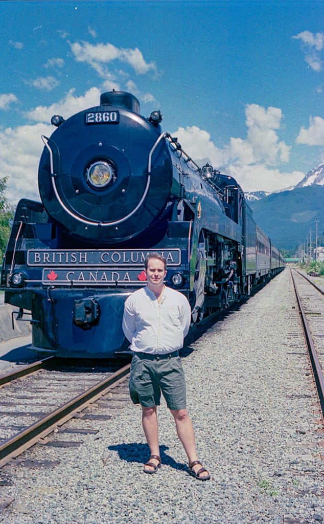 Me and ex-CP 2860 Royal Hudson, Squamish, British Columbia, 17 July 1999