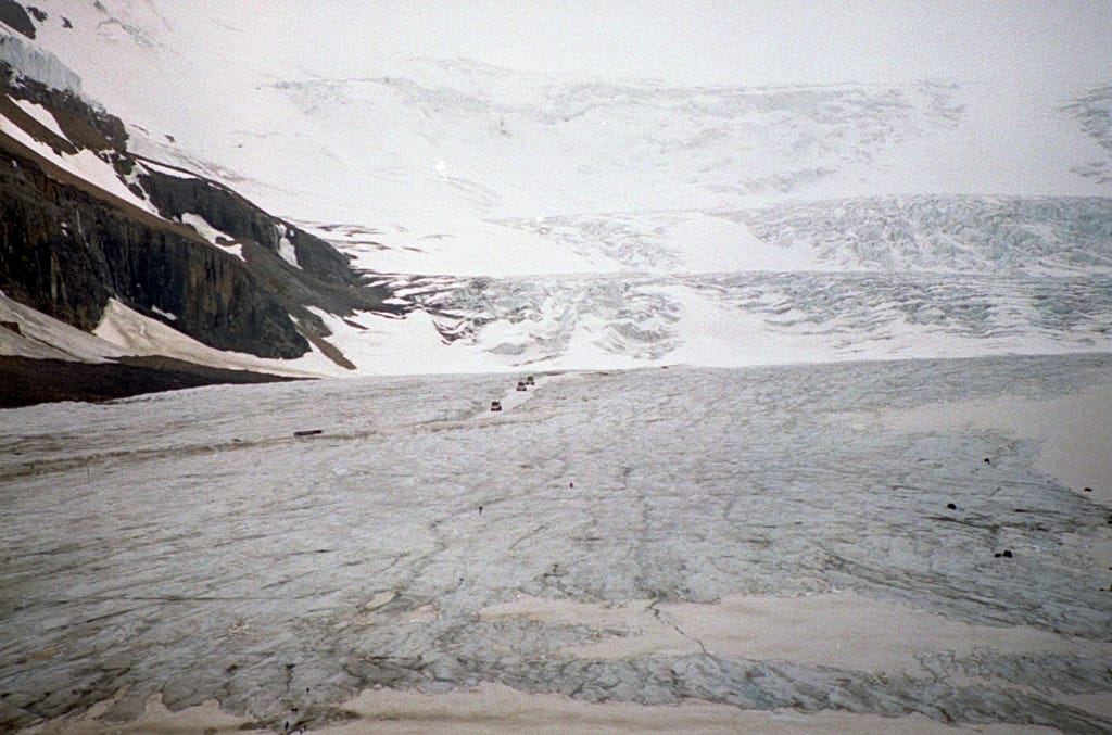 Looking up the Athabasca Glacier, Columbia Icefields, Banff National Park, Alberta, 9 July 2000