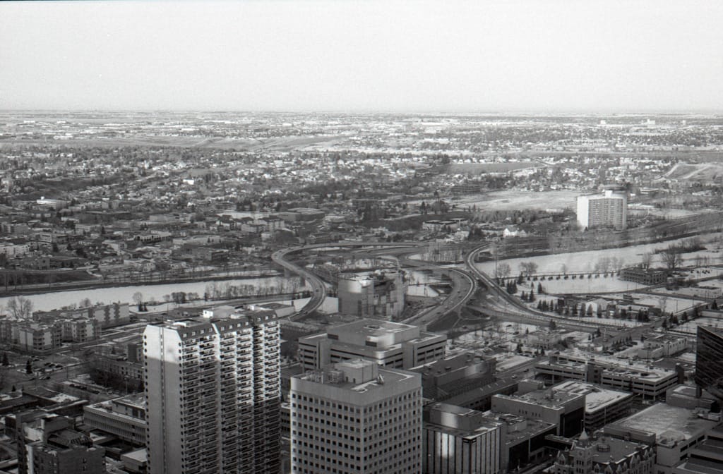 Looking northeast from the Calgary Tower, 17 February 2001