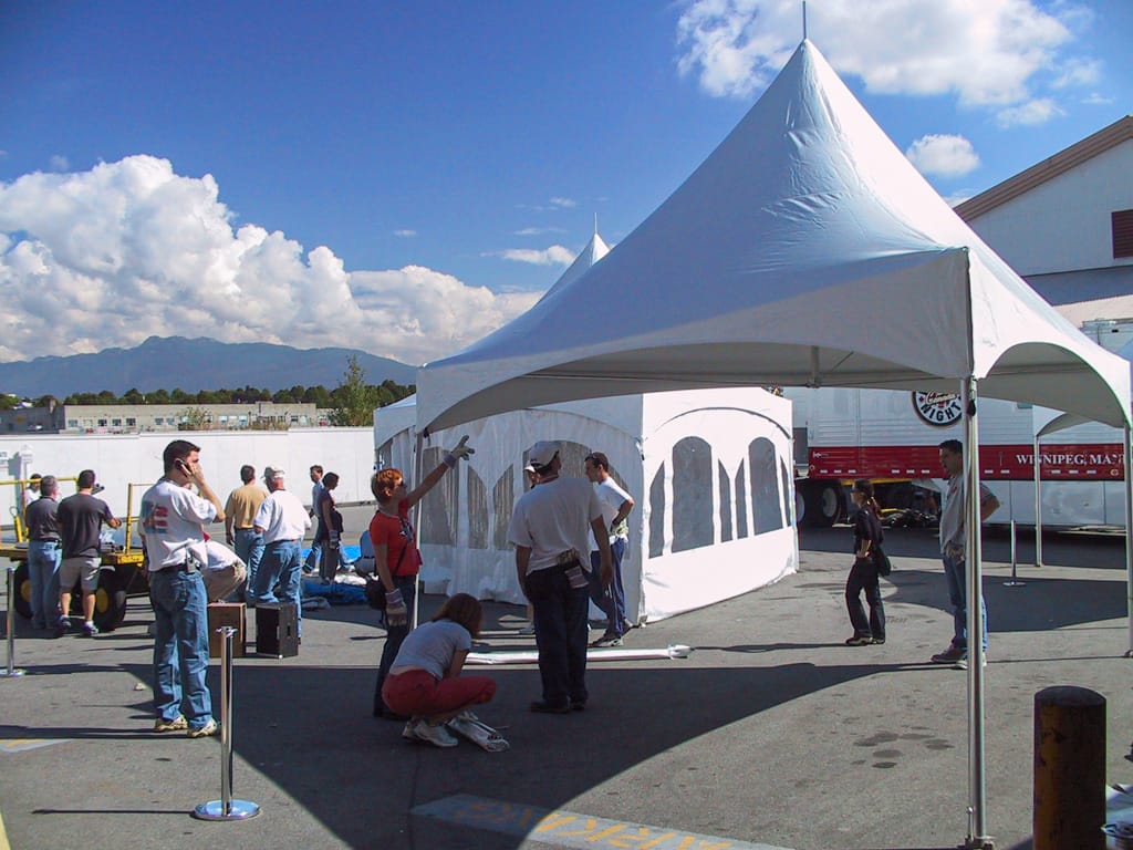 Setting up the tents for the first time, Vancouver, British Columbia, 4 September 2002