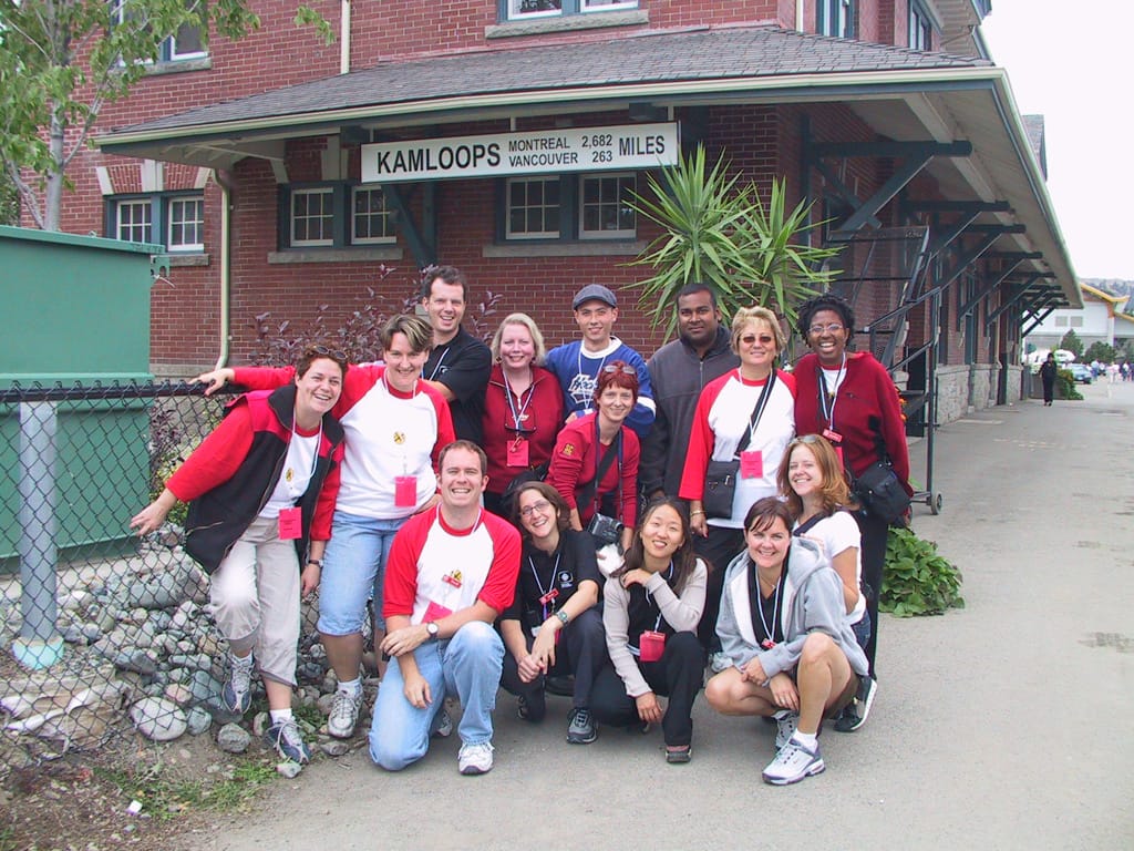 Some of the CBC crew (and me), Kamloops, British Columbia, 8 September 2002
