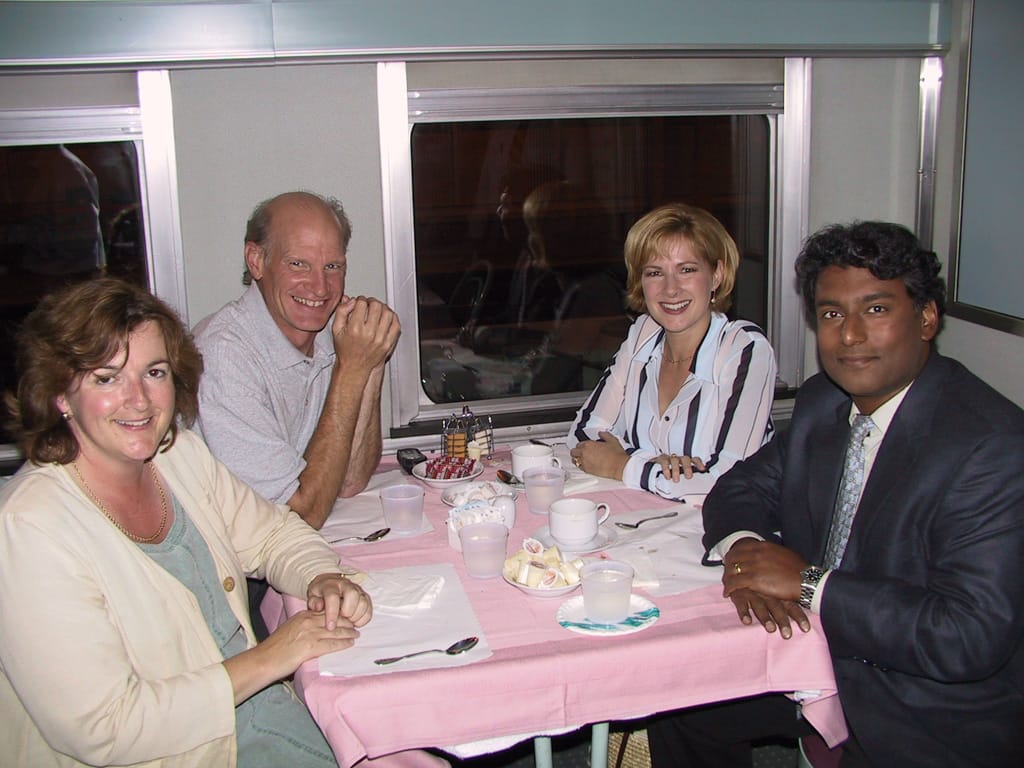 Peter Jordon, Diane Swain, and Ian Hanomansing in the Skyline car, Winnipeg, Manitoba, 16 September 2002