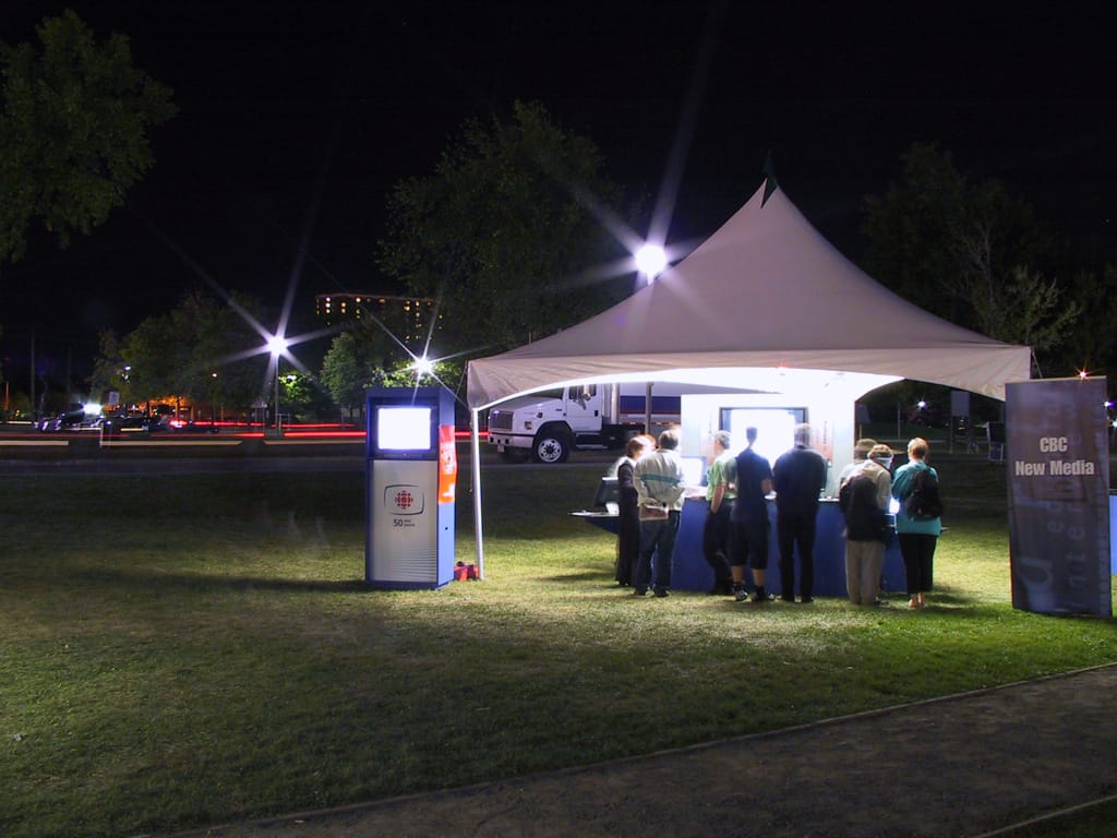 The tents at night at the National Science Museum, Ottawa, Ontario, 25 September 2002