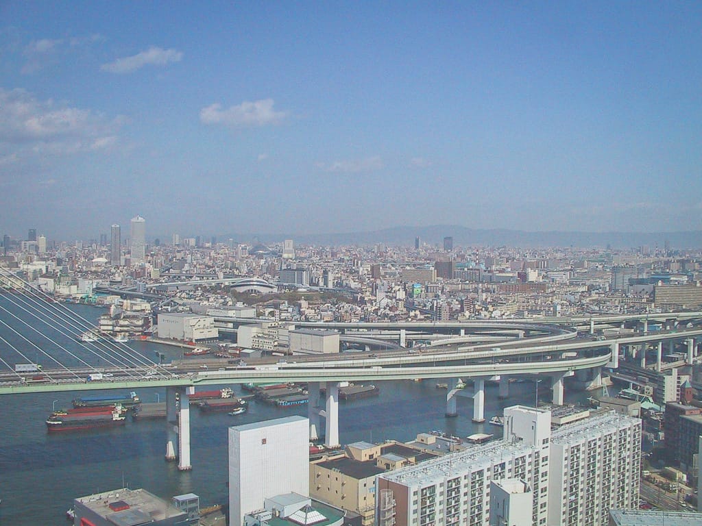 Osaka from the Tempozan Giant Ferris Wheel, Japan, 2 April 2004