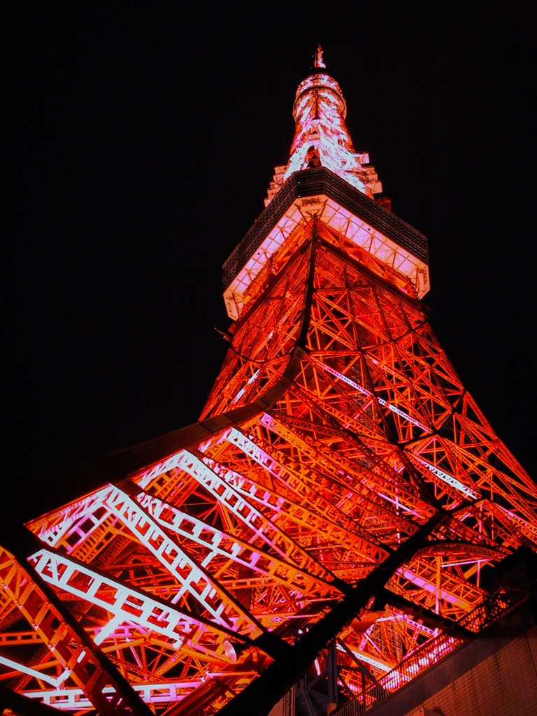 Tokyo Tower at night, Japan, 9 April 2004
