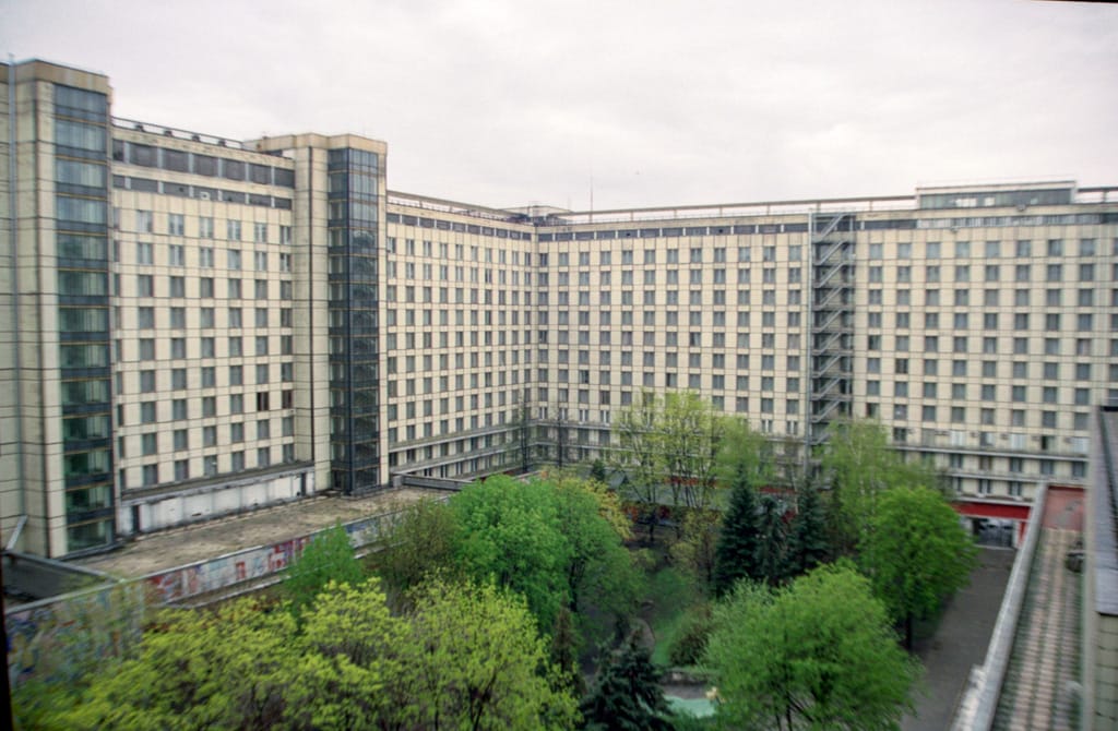 The inner courtyard at the Rossiya Hotel, Moscow, Russia, 8 May 2005