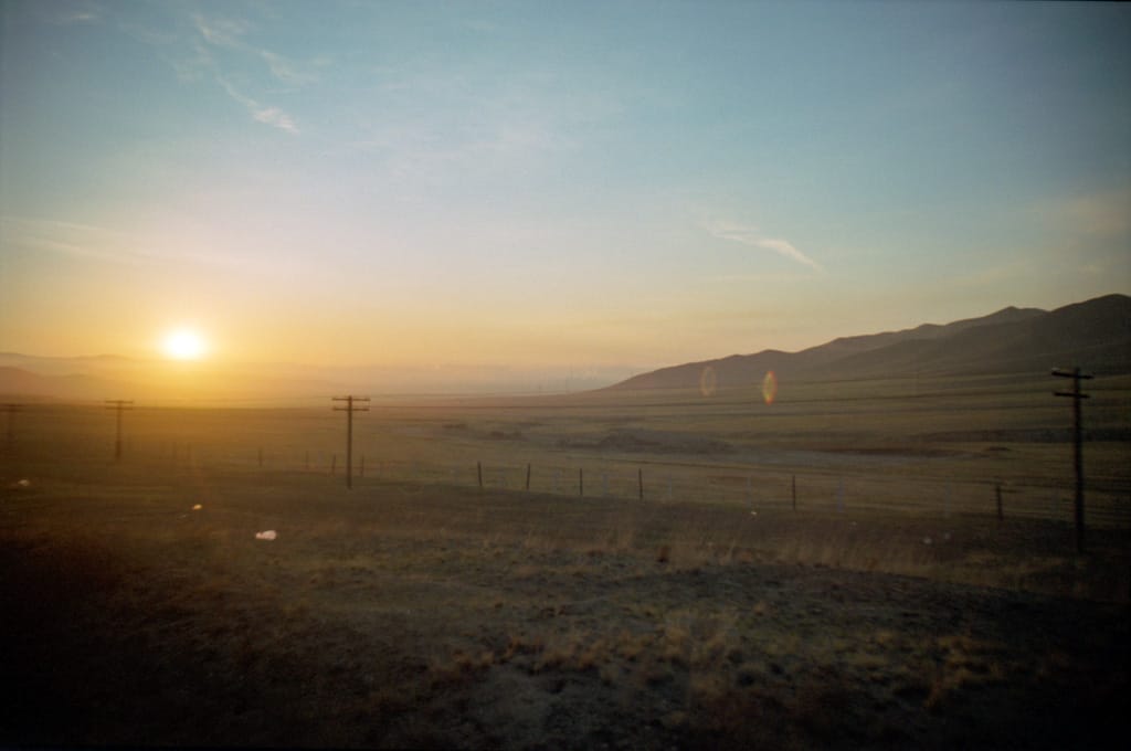 Sunrise as we approached Ulaan Baatar, Mongolia, 20 May 2005