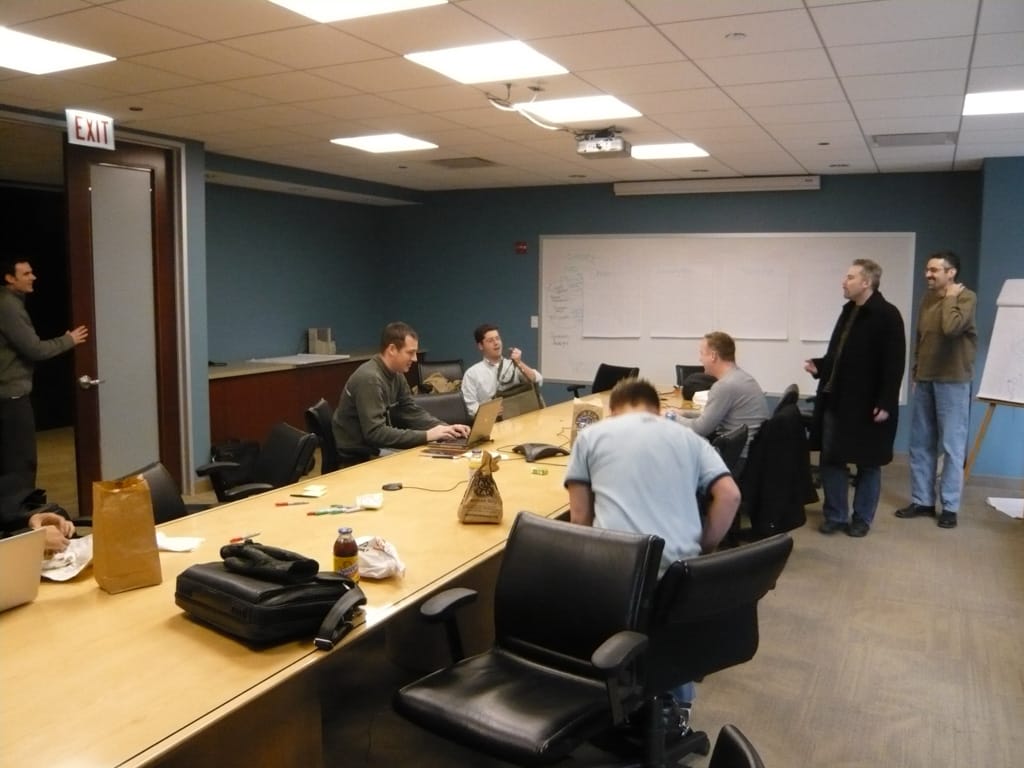 Settling in for meetings, Chicago, Illinois, United States, 11 February 2008