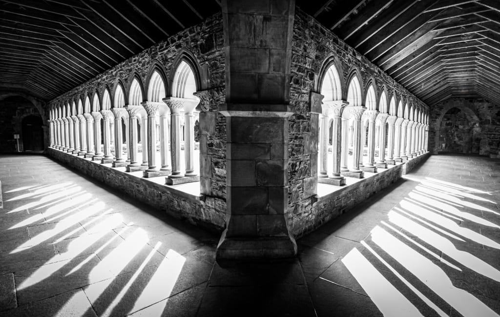 Iona Abbey cloisters, Scotland, 9 April 2008