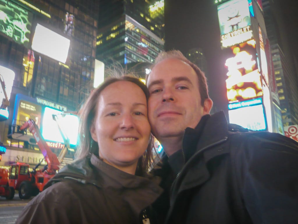 Alex and I in Times Square, New York City, 26 December 2008