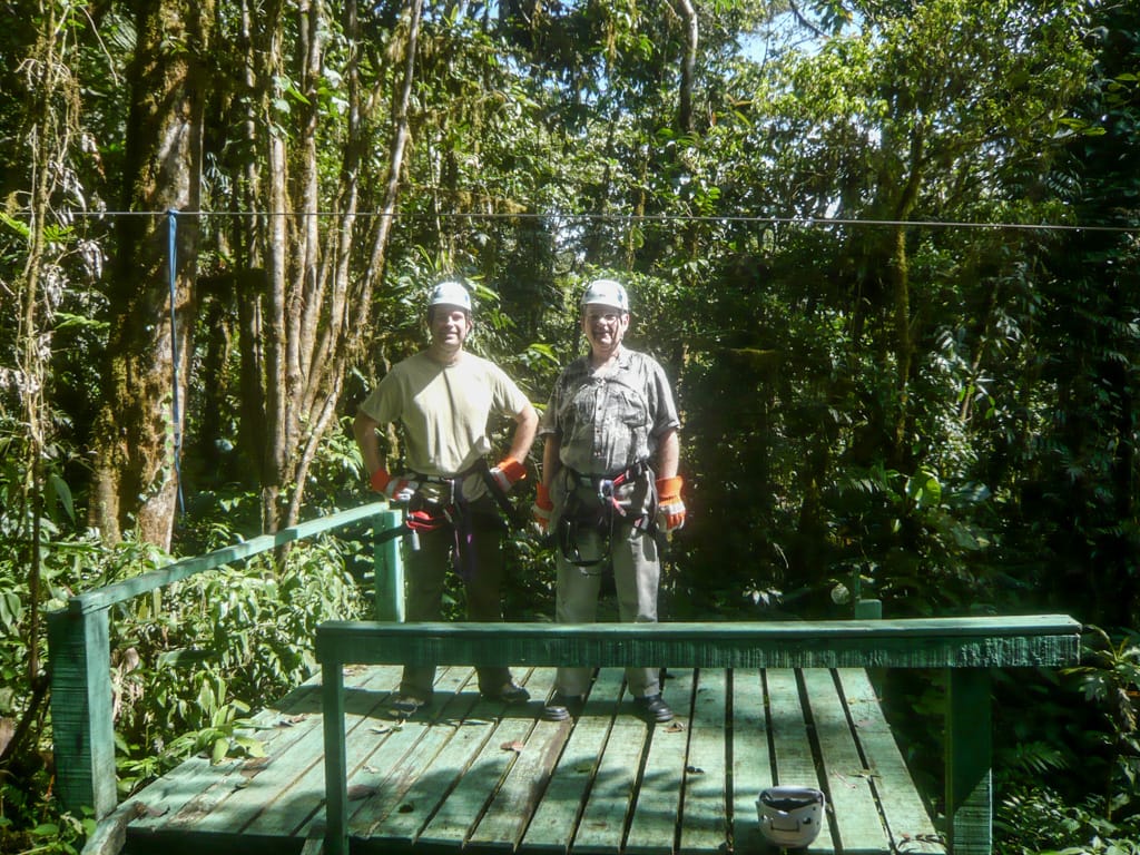 Allen and I go ziplining at Villa Blanca, Los Angeles, Alajuela, Costa Rica, 7 November 2009