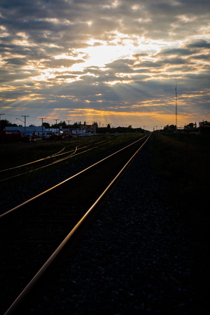 Sunset on the tracks in Whitewood, Saskatchewan, 5 August 2010