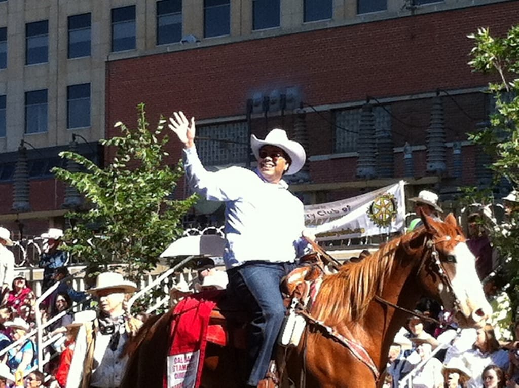 Mayor Naheed Nenshi in the Stampede Parade, Calgary, Alberta, 8 July 2011
