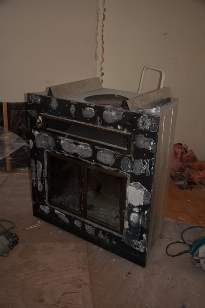 Fireplace removed, Westgate, Calgary, Alberta, 22 March 2012