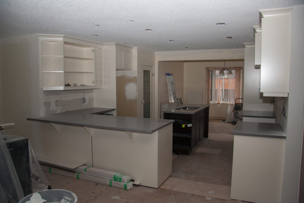 Kitchen counters installed, Westgate, Calgary, Alberta, 4 April 2012