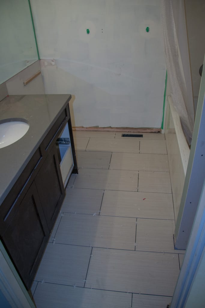 Main bathroom tiling, Westgate, Calgary, Alberta, 9 April 2012