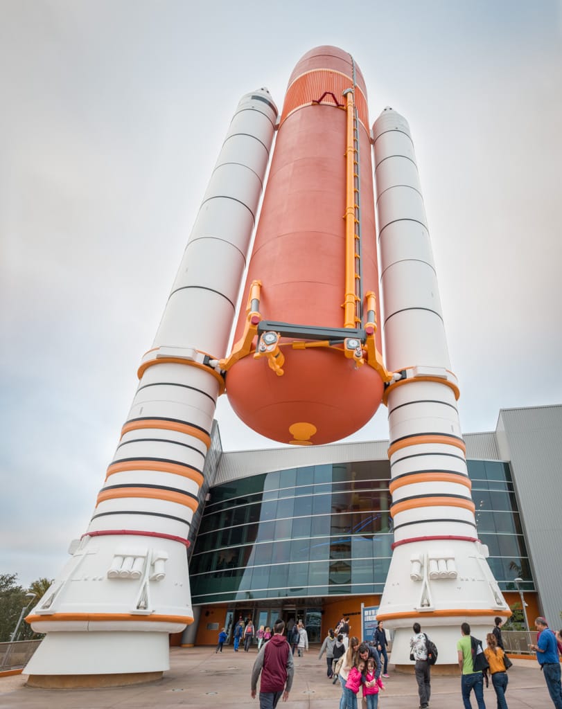 Space Shuttle booster tank and solid rockets at Kennedy Space Center, Florida, 21 December 2016