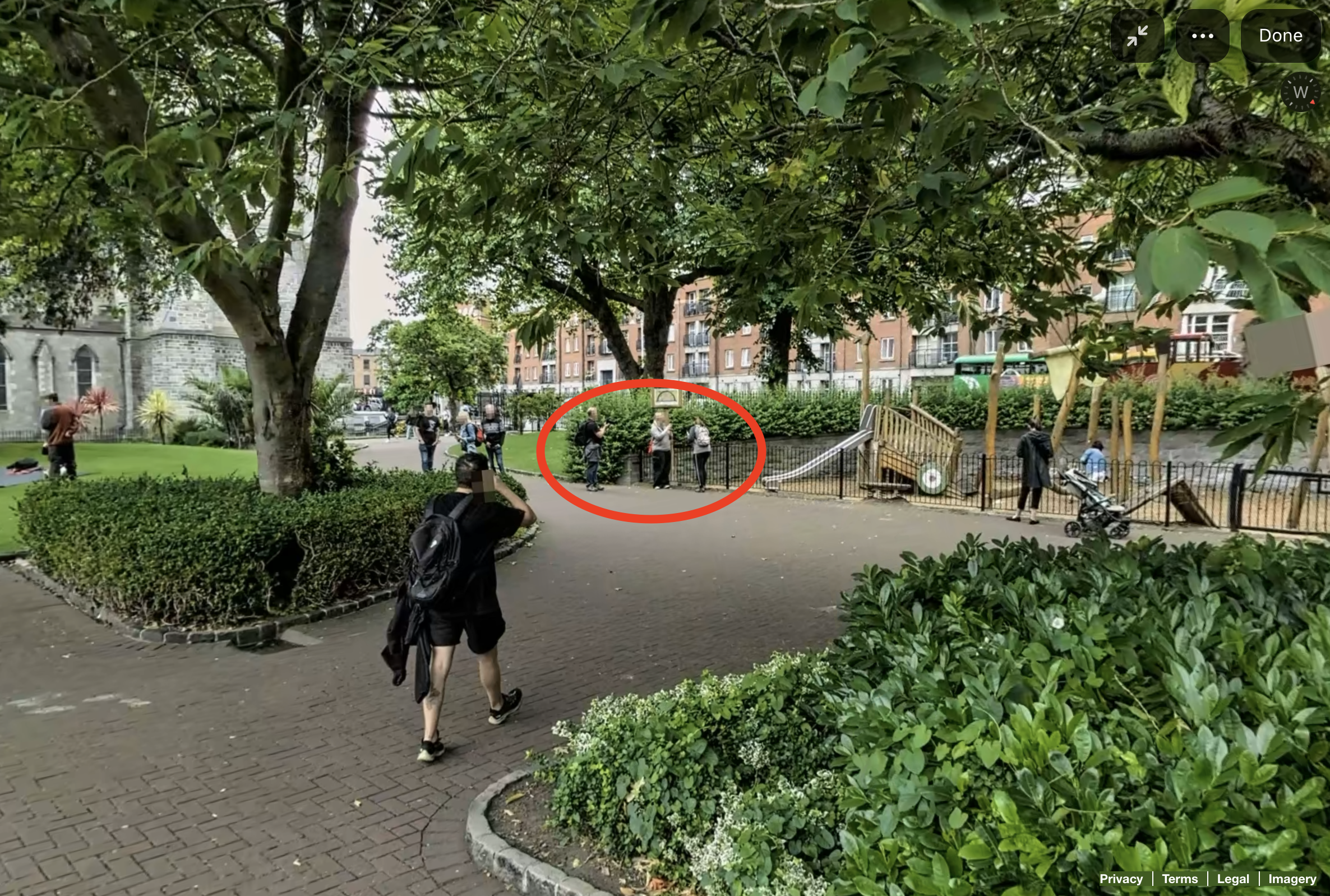 Us, on Apple Maps in St. Patrick’s Park, Dublin.